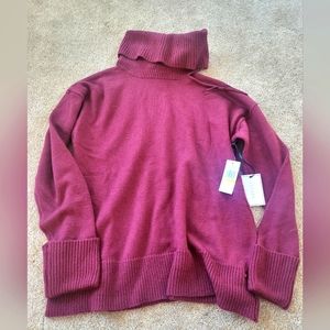 Nwt 1. State burgundy turtleneck cold shoulder sweater m